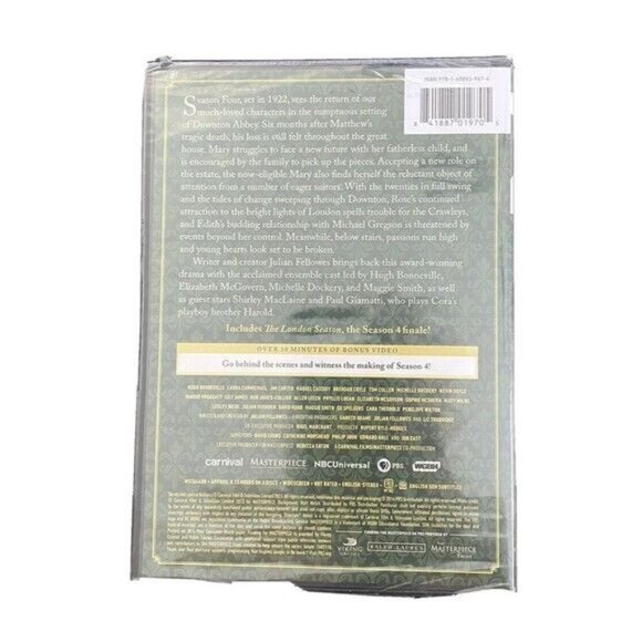 Downton Abbey Season 4 DVD 3-Disc PBS Masterpiece Carnival Original UK Edition - Picture 2 of 2